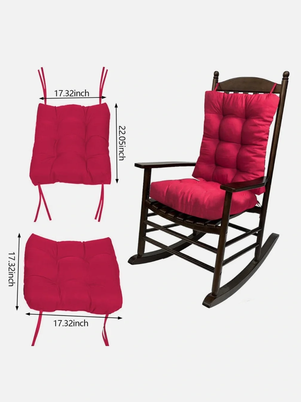 2 Pack Rocking Chair Cushion Set Soft Seat & Back Pad for Recliner, Office
